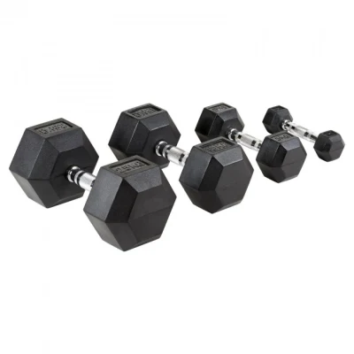 Fast Delivery Fitness Gym Exercise Black Rubber Hex Dumbbell