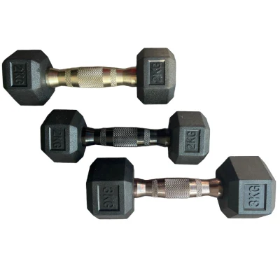 Free Weight Black Rubber Coated Hex Dumbbell