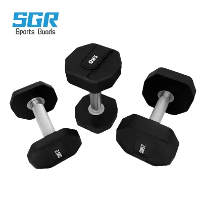 Galvanized Chrome Handle Round Head Stainless Steel Dumbells Fitness PU Dumbbell