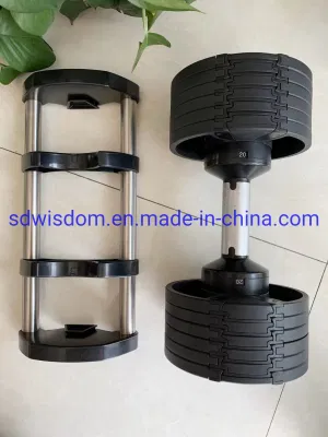 Gym Equipment Home Workout Adjustable Cast Iron Black Rubber Bumper Plate Rubber Coated Dumbbell Set 20kg for Home Gym