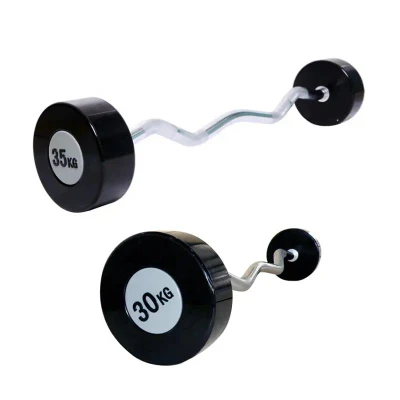 Wholesale Gym Custom Logo Rubber Coated 2.2m 1.8m 1.2m Fixed Straight Ez Curl Barbell Bar Weight Lifting for Woman and Man