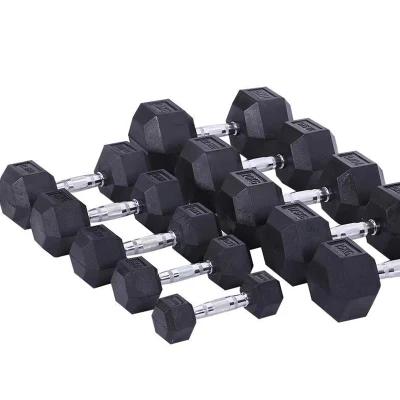 Home Gym Strength Equipment Free Weight Sports Goods Rubber Hex Dumbbell