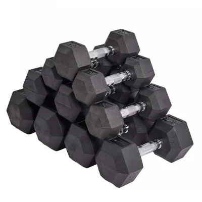 Custom Gym Equipment Weight Lifting Dumbbell Set Man Fitness Black Rubber Hex Dumbbell Sets Hot Sale Products