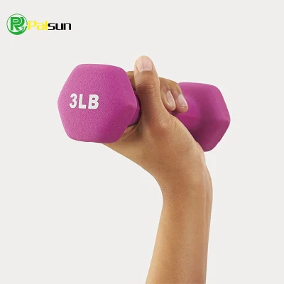 Weight Lifting Gym Equipment Cast Iron Vinyl Dipping Neoprene Coated Dumbbell Hand Weights