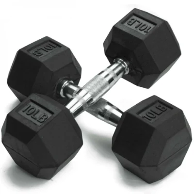 5 - 120 Lb Rubber Hex Dumbbells with Logo Available