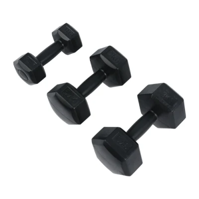 High Quality Hexagon Plastic Sand Filled Cement Dumbbell for Workout Training