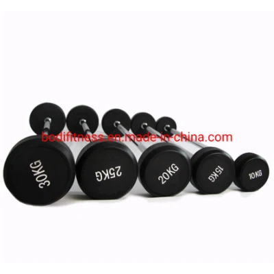  China Wholesale Fitness Equipment Different Weight Fixed Straight Straight Curl Rubber Barbel