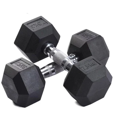 Commercial Gym Fitness Equipment and Home Strength Training Equipment Rubber Coated Cast Steel Weights Hex Dumbbell Set
