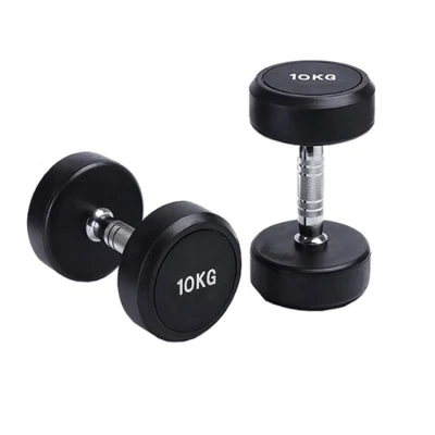 Gym Home Round End Rubber Coated Dumbbells Hand Weights for Exercises