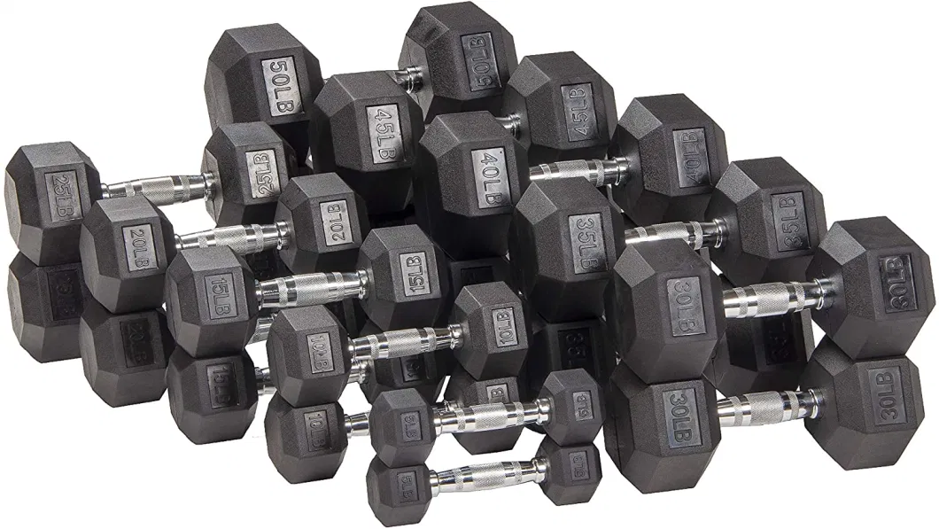 Wholesale 2.5kg to 50kg Fitness Equipment Cheap Rubber Free Weight Pounds Hexagon Dumbbles Hex Dumbbells