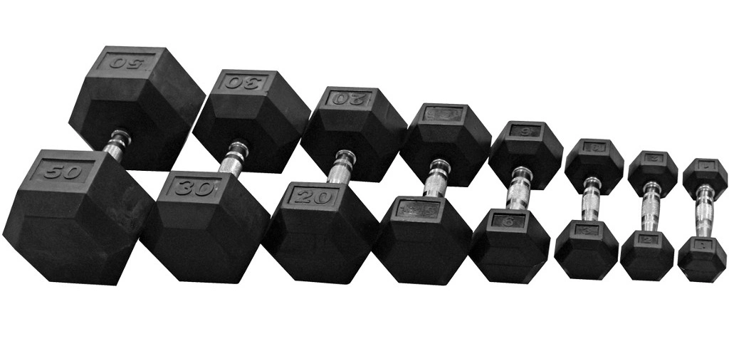 Gym Equipment Fixed Rubber Coated Hex Dumbbell Osf005 Free Weights