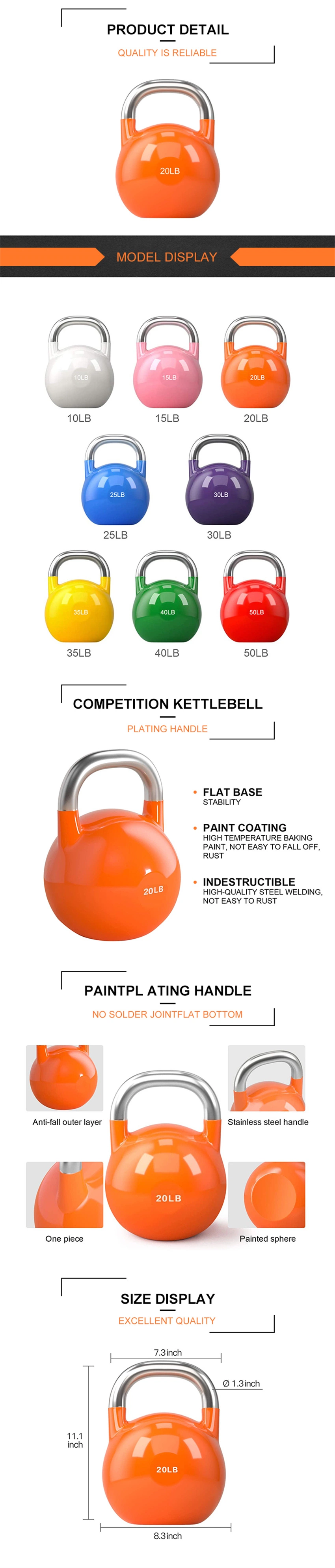 Home Gym Fitness Equipment PRO Grade Cross Hollow Unfilled Painting Fitness Training Steel Cast Iron Competition Kettlebells