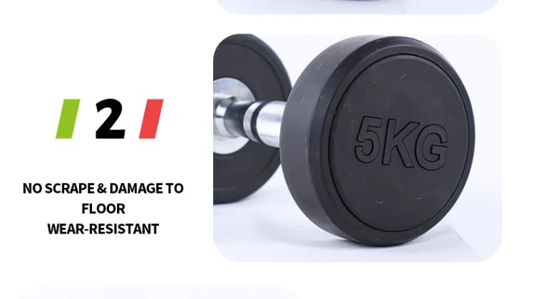 Fixed Black Rubber Dumbbell