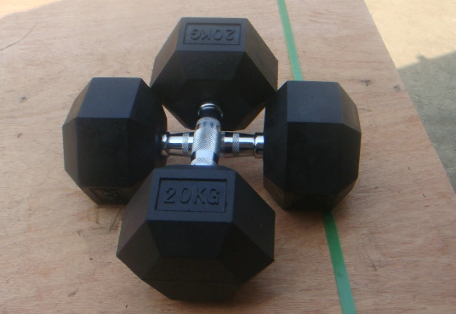 Fast Delivery Fitness Gym Exercise Black Rubber Hex Dumbbell