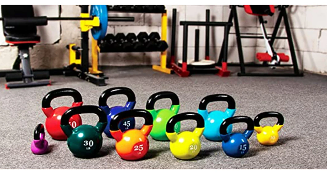 Powder Vinyl Coated Kettlebell Weights Cast Iron with Wide Handles&Flat Bottoms for Muscle Training Fitness Gym Equipment