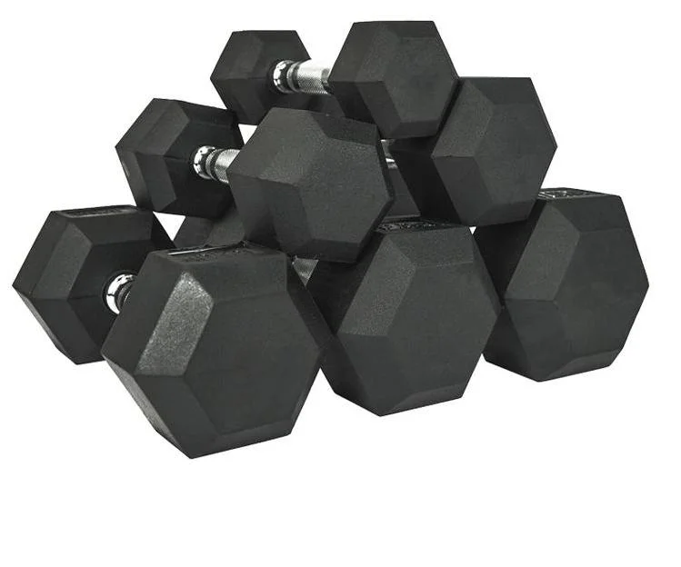 Wholesale 15 Lb Gym Dumbbell Set Black Rubber Encased Hex Dumbbells