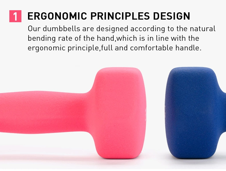 Colorful Vinyl Neoprene Coated Dipping Dummbell Weight Lifting Rubber Hex Dumbbell