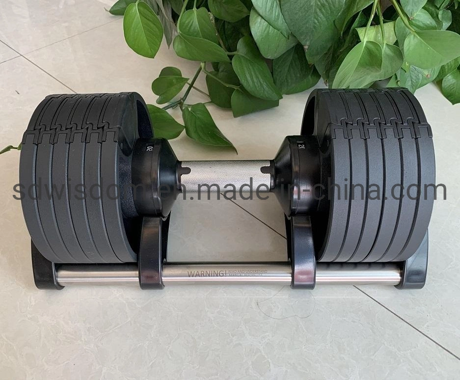 Gym Equipment Home Workout Adjustable Cast Iron Black Rubber Bumper Plate Rubber Coated Dumbbell Set 20kg for Home Gym