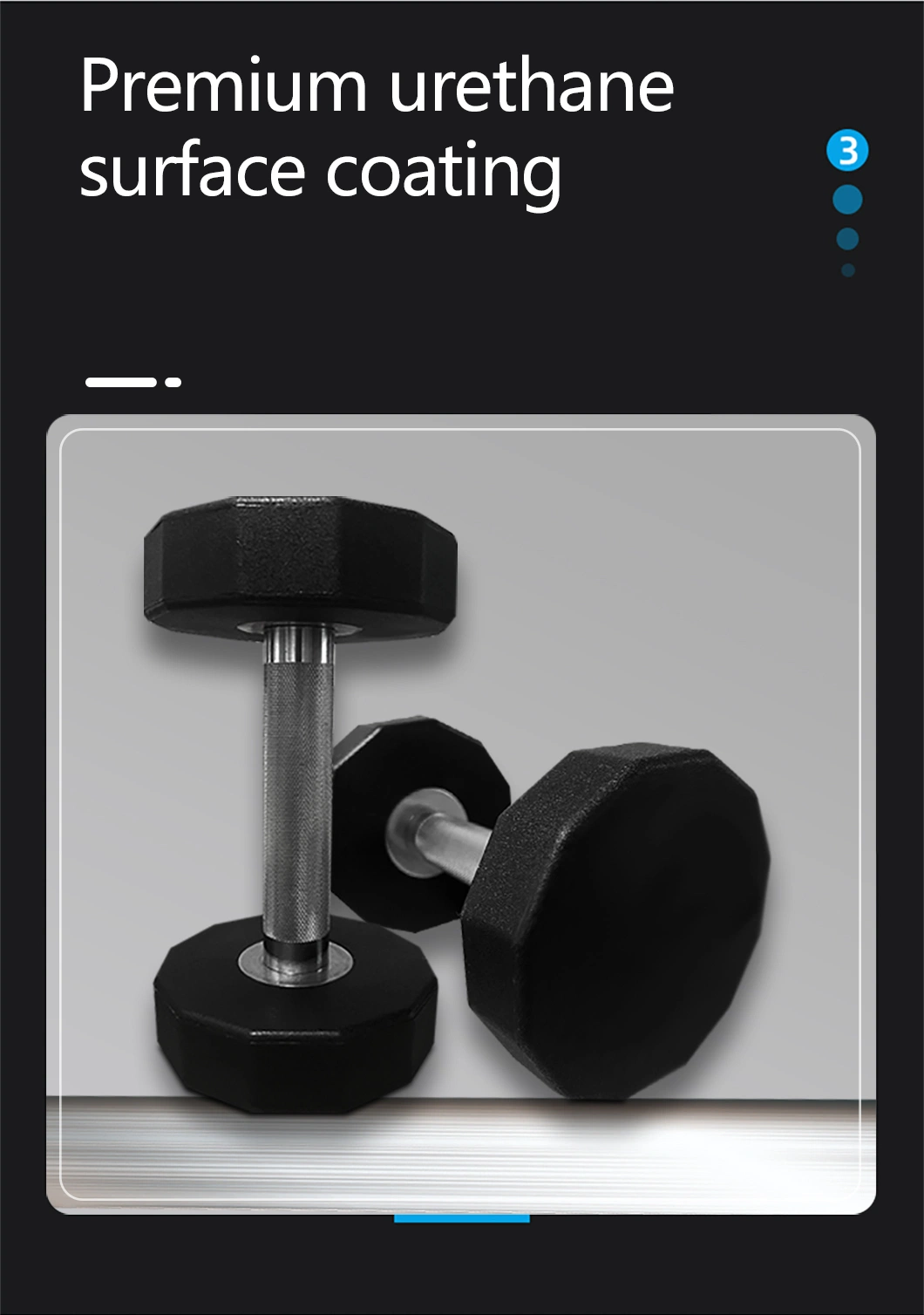 Black 12 Sided Rubber Coated Dumbbells 12 Sides Urethane Dumbbell