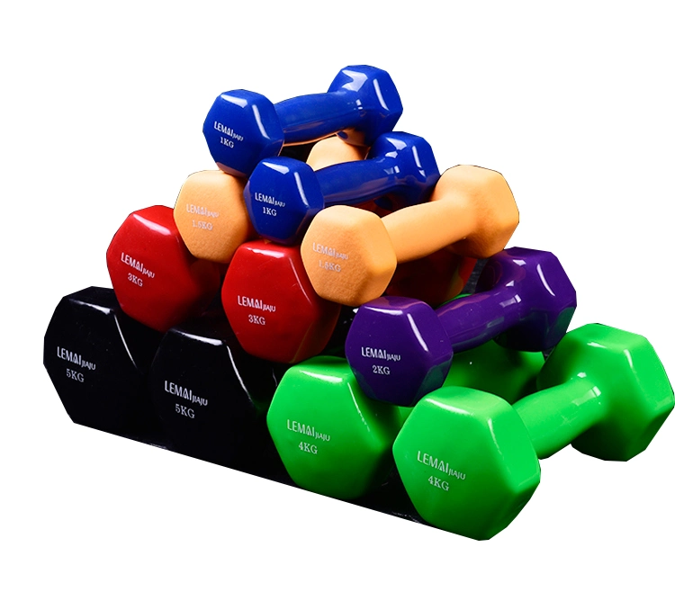 Low Price Gym Fitness Equipment Hex Dumbbells Colourful Vinyl Iron Dumbbell