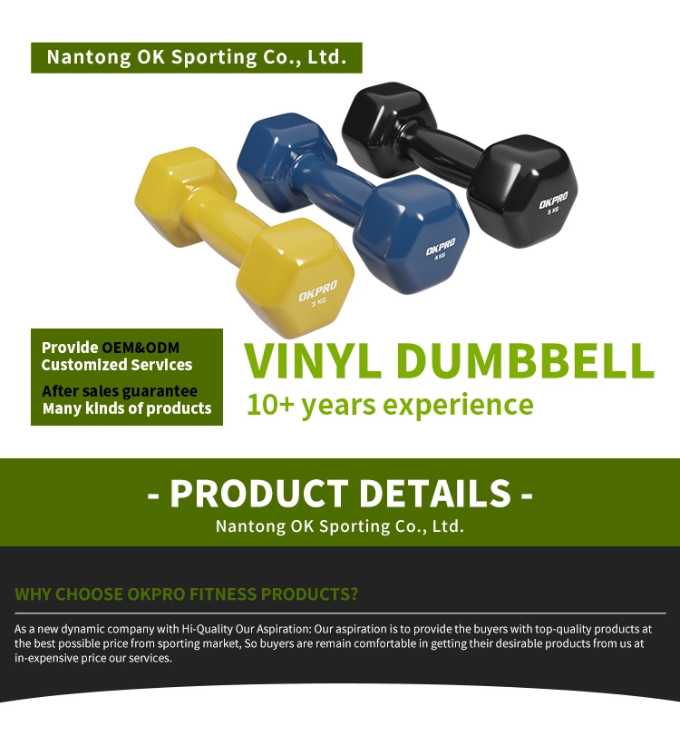 Colorful Vinyl Neoprene Coated Dumbbells Weight Lifting Rubber Hex Dumbbell Set