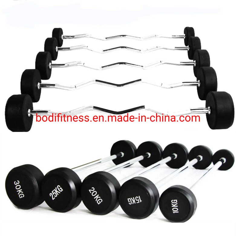 China Wholesale Fitness Equipment Different Weight Fixed Straight Straight Curl Rubber Barbel