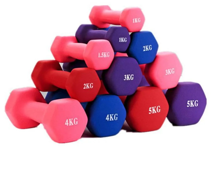 Cheap Wholesale Home Fitness Yoga 0.5kg 1kg 2 Kg 3kg Hex Rubber Dumbbell Sets