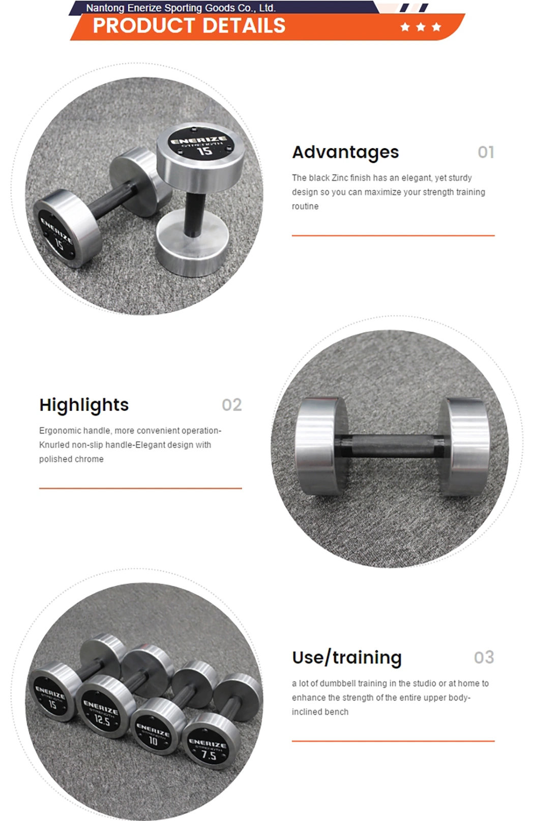 High Quality Stainless Steel Dumbbell Set Chrome Dumbbells 2.5kg-40kg Rotate Dumbbell Free Weights