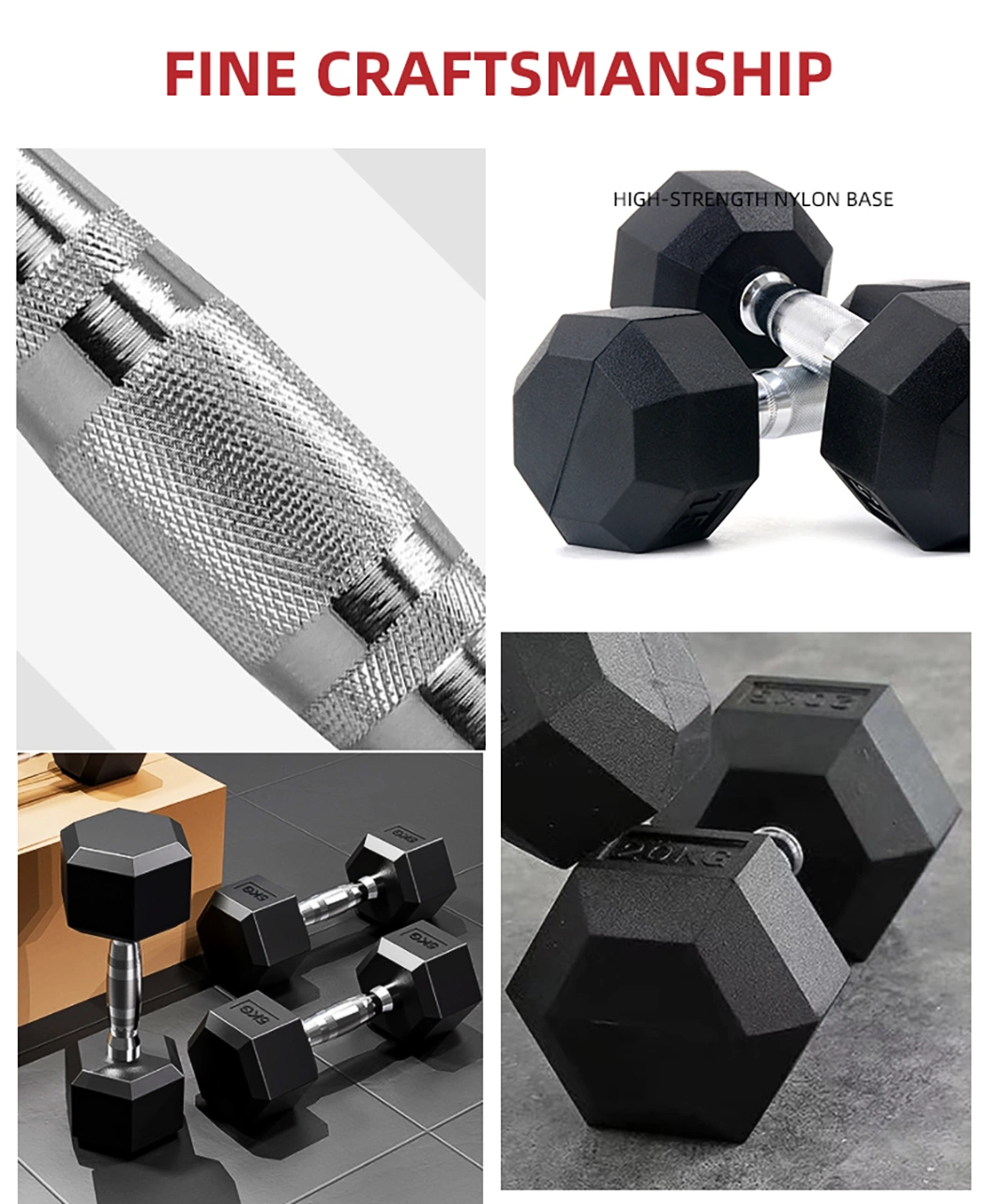 Factory Price Kg and Lb Hex Rubber Dumbbells for Swift Shipment
