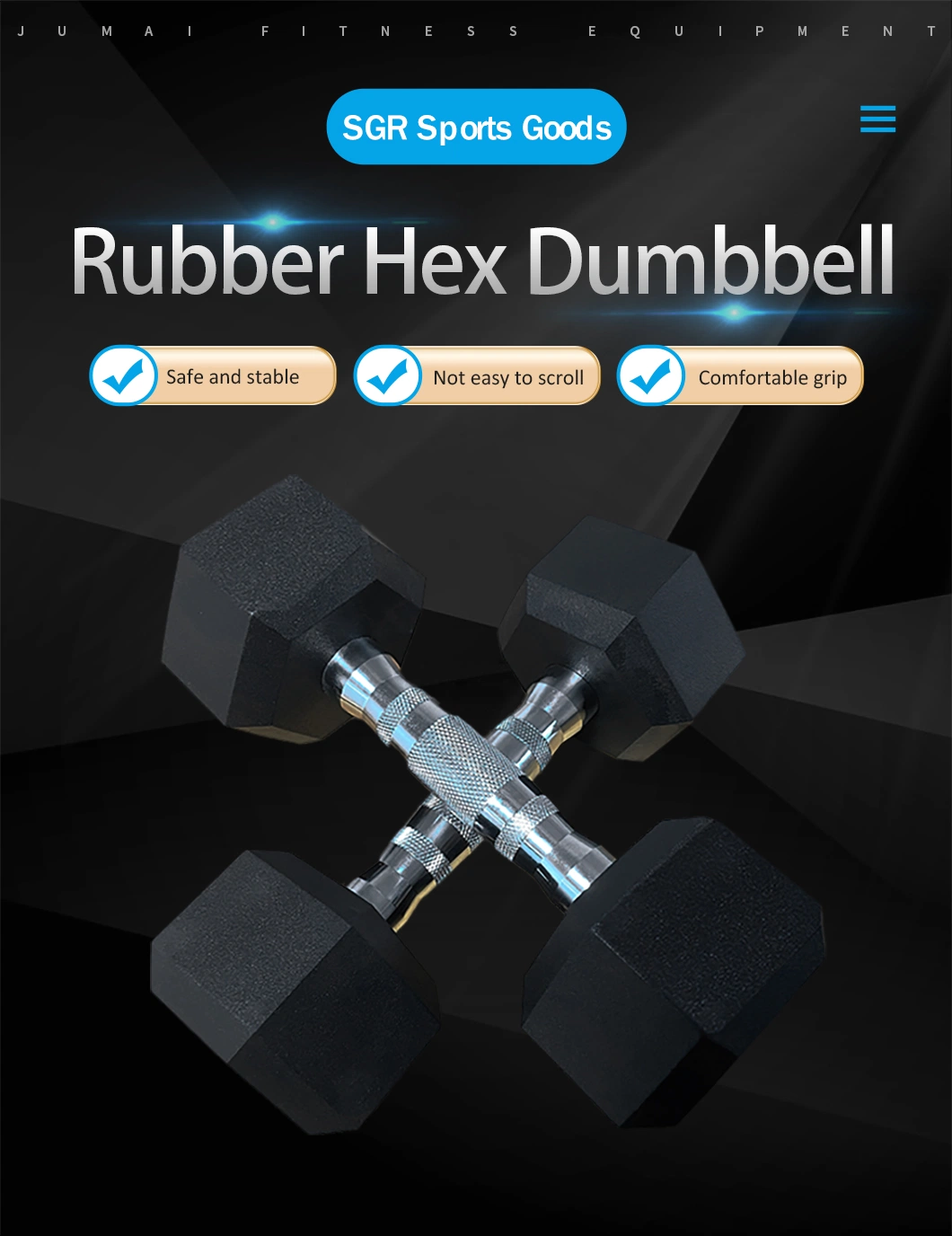 Rubber Coated Steel Hex Dumbbell Gym Weightlifting Hex Dumbbell Set for Sale