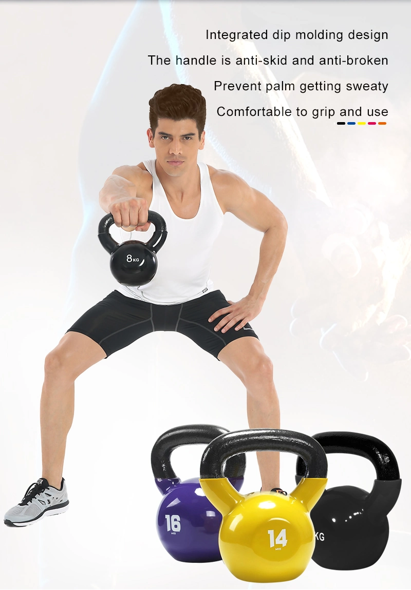 China Manufacture Wholesale Gym Fitness Vinyl Coated Kettlebells Color Vinyl Kettlebell