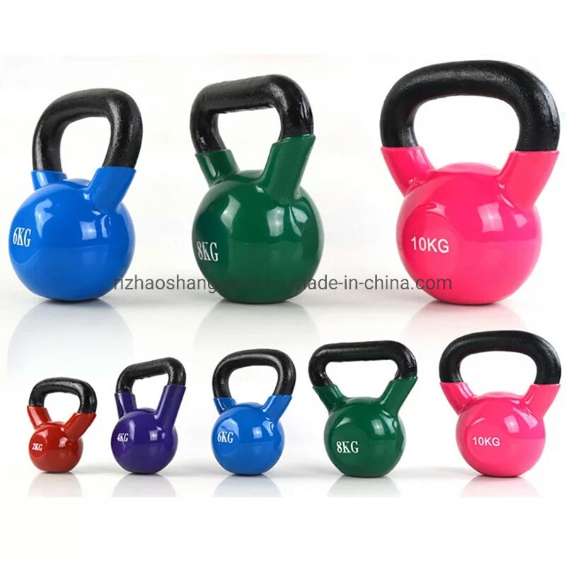 High Quality Factory Fitness Wholesale Custom Vinyl Coated Cast Iron Competition Kettlebell