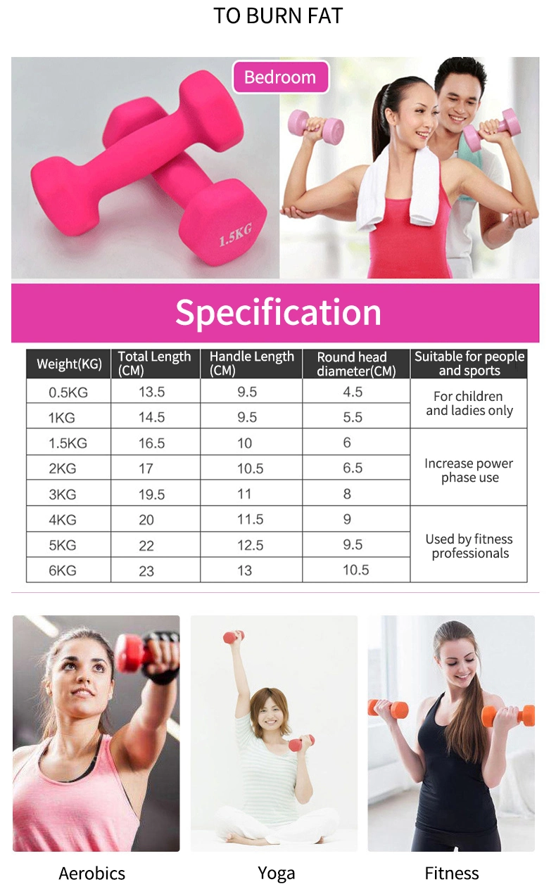 Cheap Wholesale Home Fitness Yoga 0.5kg 1kg 2 Kg 3kg Hex Rubber Dumbbell Sets