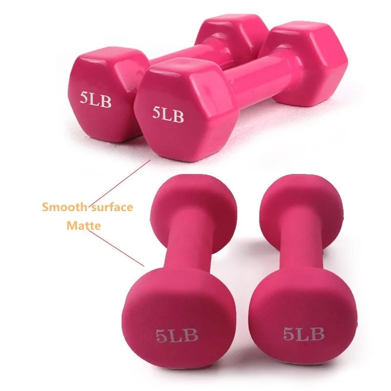 Fitness Custom Color 1kg 3kg 5kg 10kg Vinyl Dumbbell Weights Aerobic Gym Women Kid Hex Neoprene Dumbbell Set