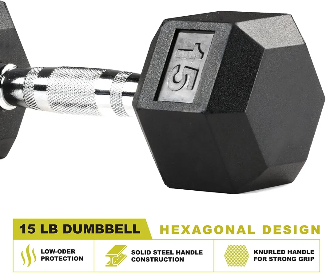 Weight Lifting Rubber Coated Hex Dumbbell