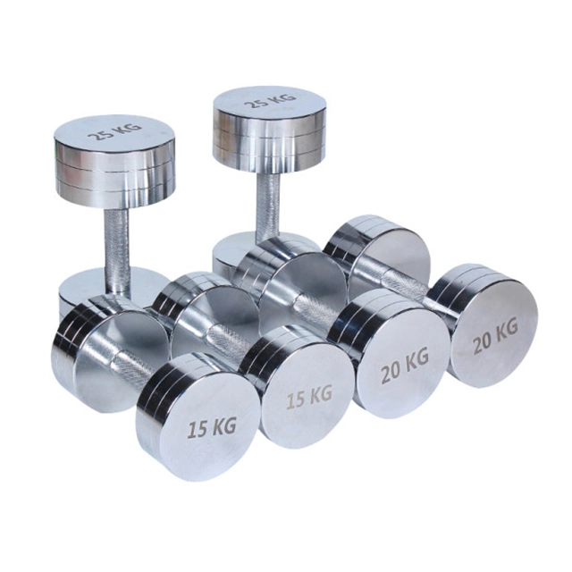 Fixed Hex Rubber Coated Dumbbells with Straight Bar