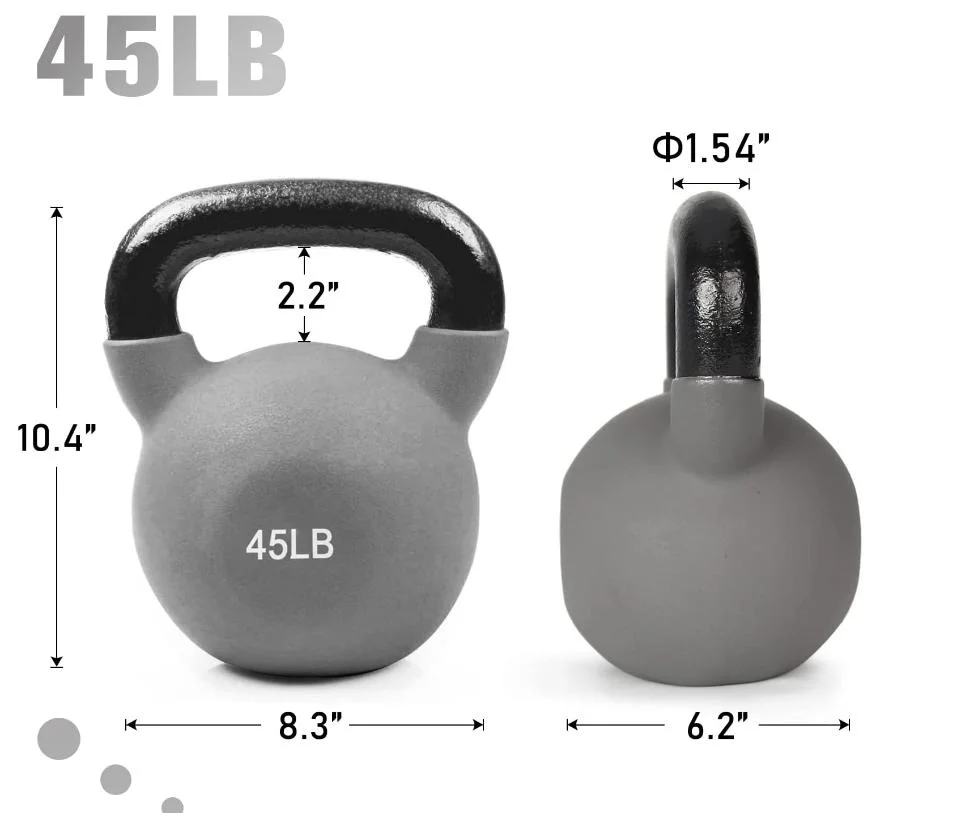 Customed Gym Weight Neoprene Coated Solid Cast Iron Kettlebell with Enamel Finish 45 Pound