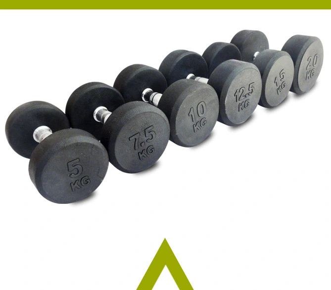 Best Quality Fitness Equipment/Gym Equipment Fixed Black Rubber Dumbbell