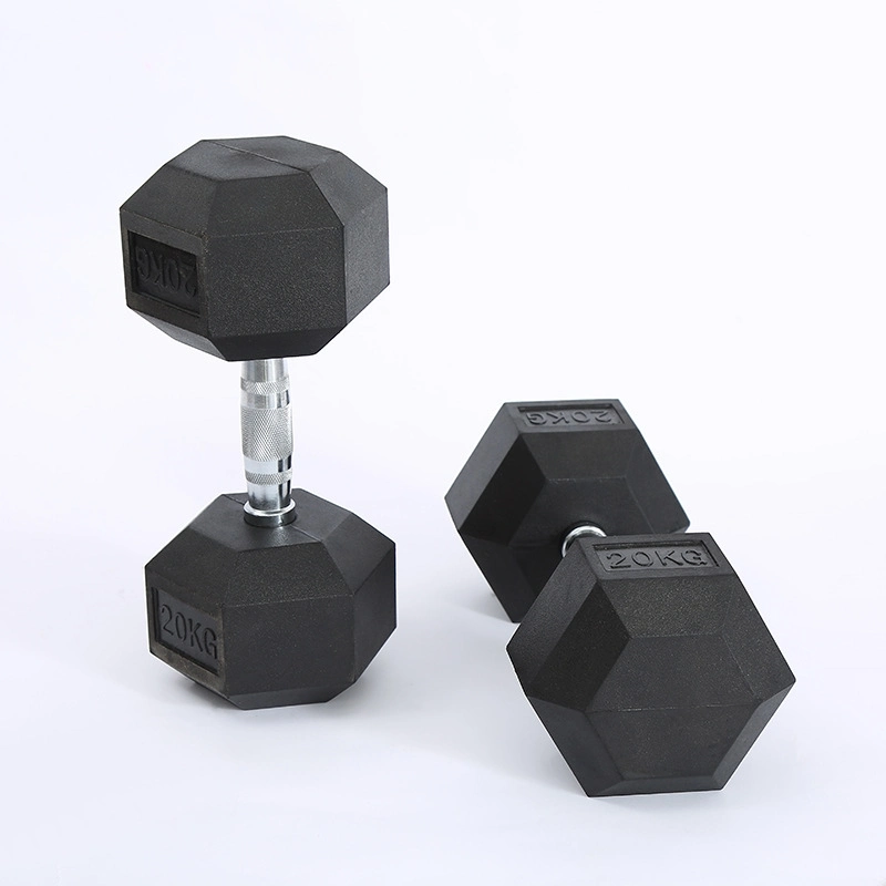 Fitness Equipment Rubber Encased Hexagon Dumbbells