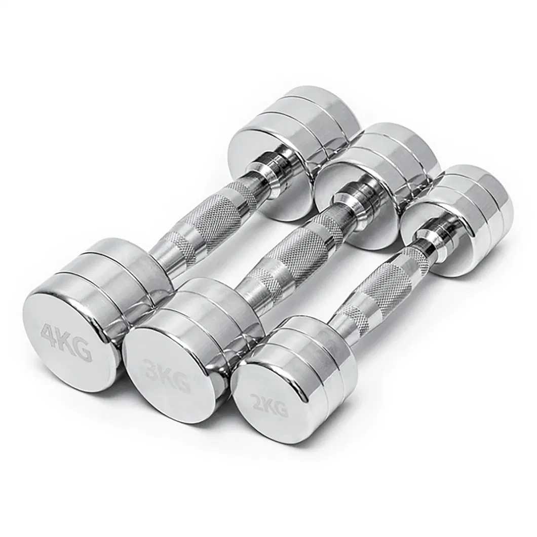 Hot Sale Home Gym Dumbbell Stainless Steel Fitness Equipment Sliver Pure Steel Small Dumbbell