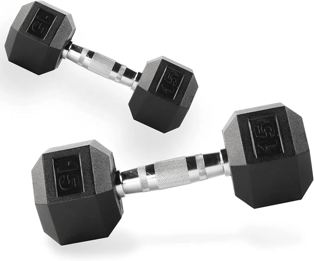 Weight Lifting Rubber Coated Hex Dumbbell