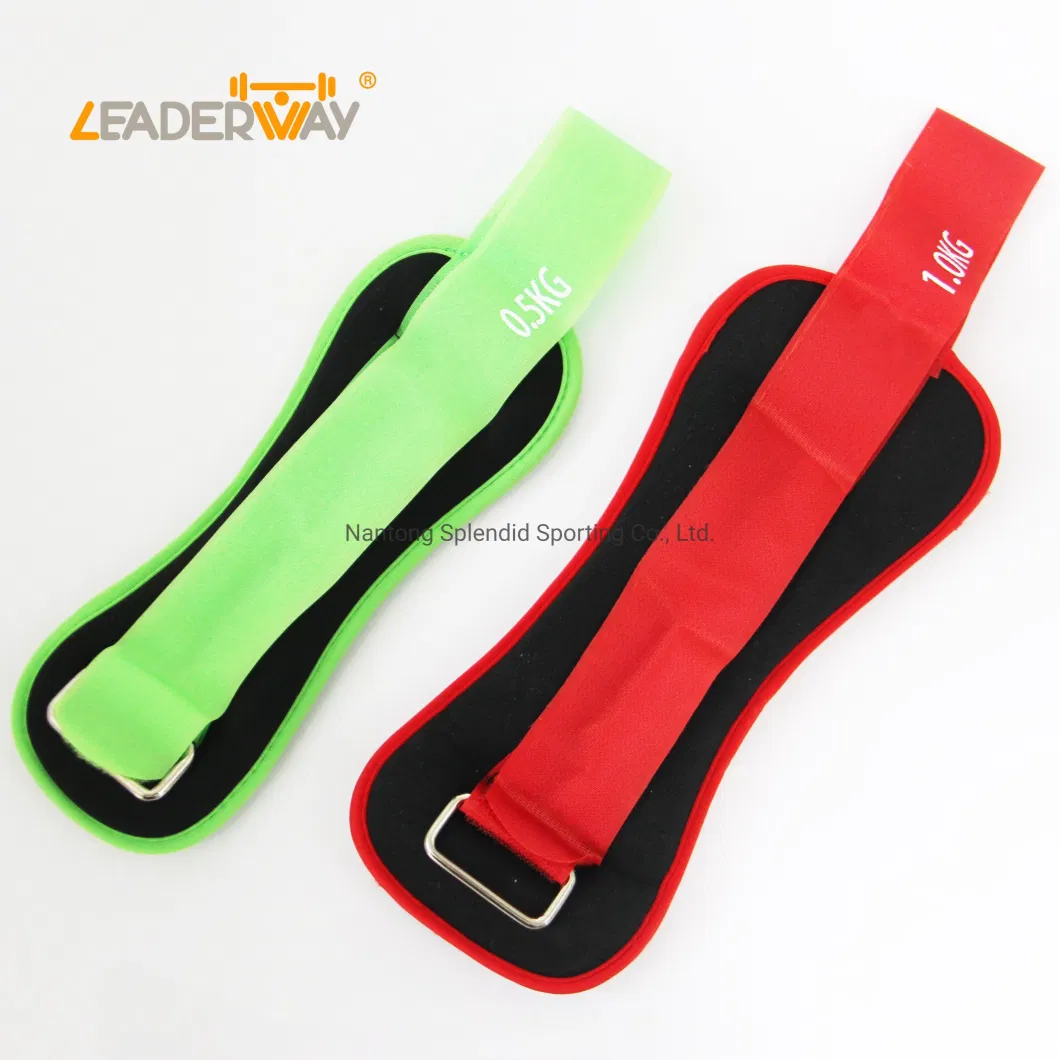 Wholesale High Quality Leg Weights Waterproof Neoprene Sands Fabric Adjustable Green Neoprene 1kg Arm Leg Ankle Wrist Weights Ankle Weights