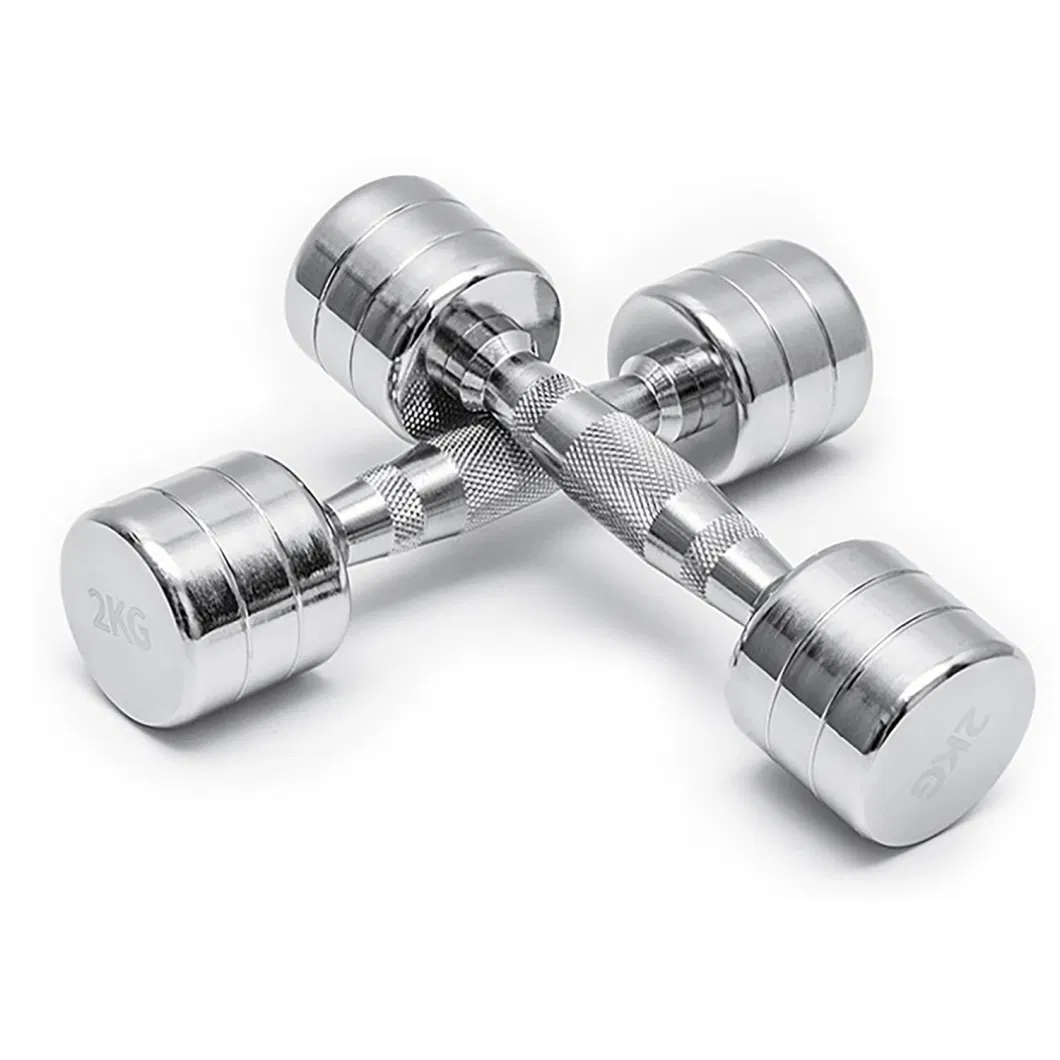 Hot Sale Home Gym Dumbbell Stainless Steel Fitness Equipment Sliver Pure Steel Small Dumbbell