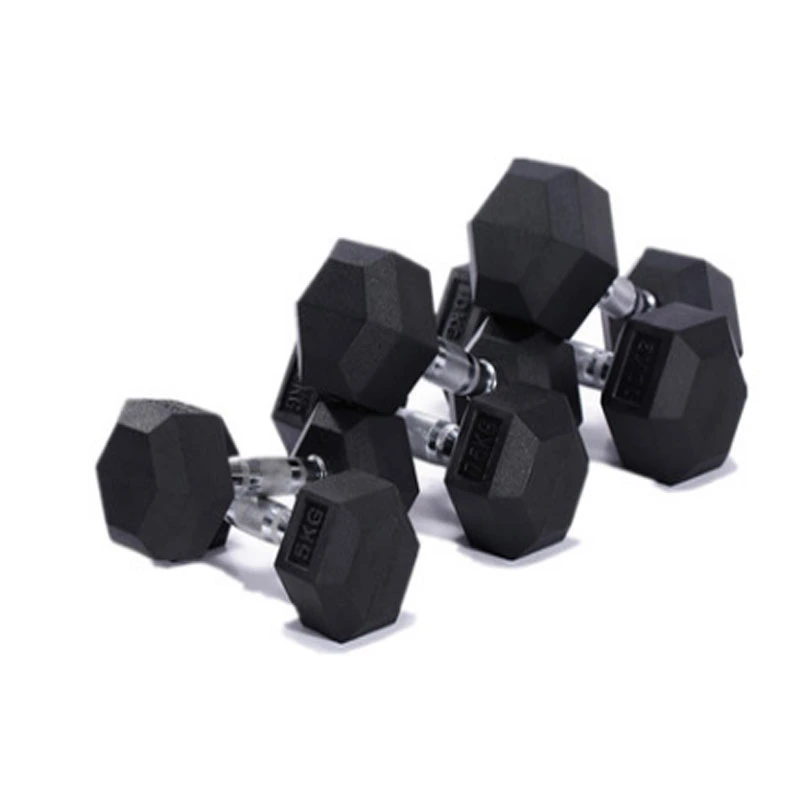 Hex Dumbbell Rubber Coated Solid Steel Cast Hex Weights Dumbbells