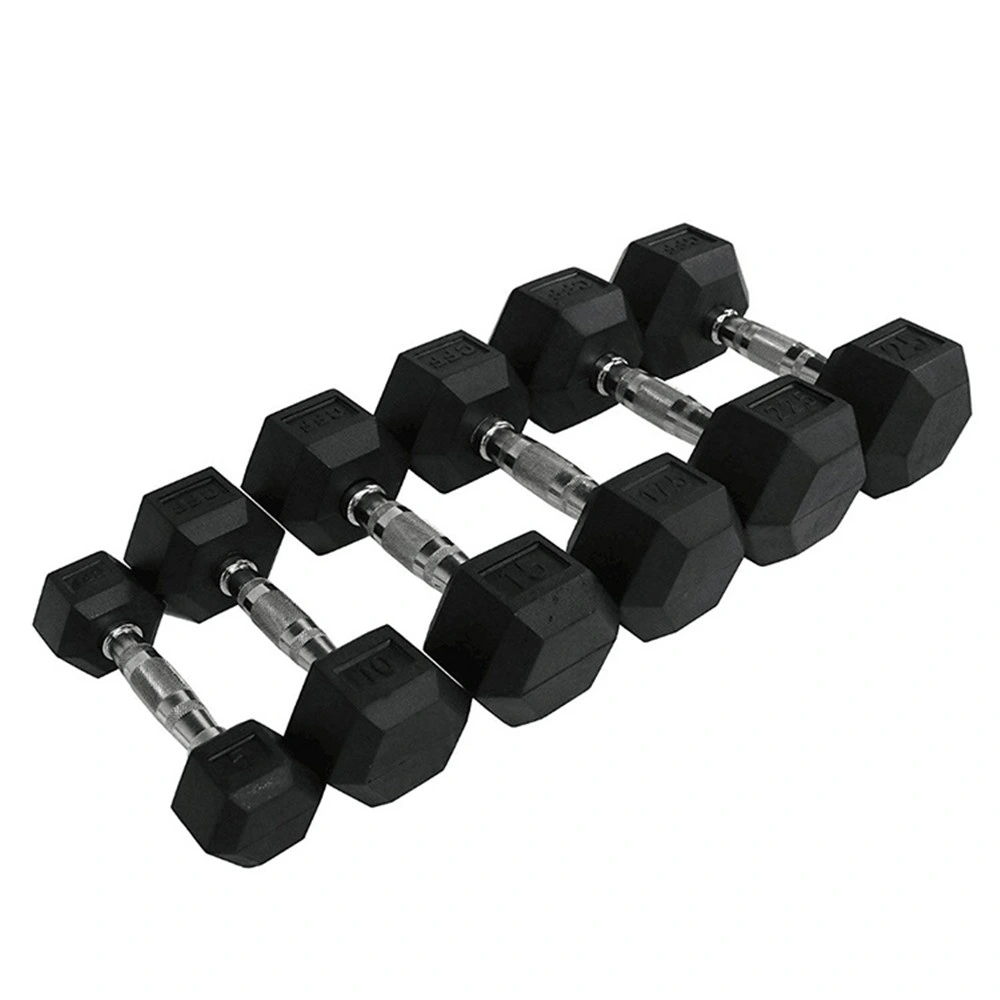 Wholesale Competitive Price Black Rubber Hex Dumbbells