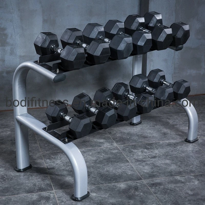 Gym Power Training Equipment Rubber Coated Steel Weights Hex Rubber Dumbbell