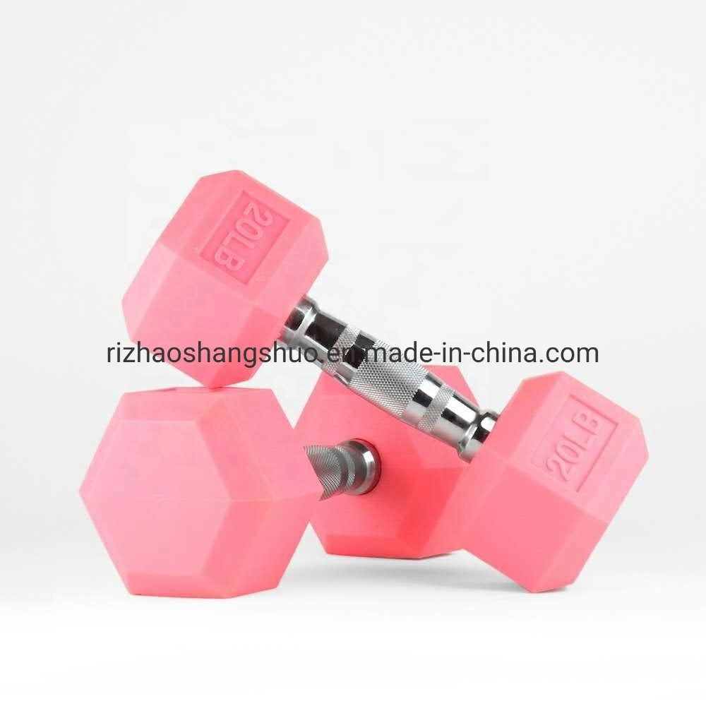 Manufacturer Factory Home Use in Stock Gym Training New Design Colorful Hex Rubber Dumbbell Set