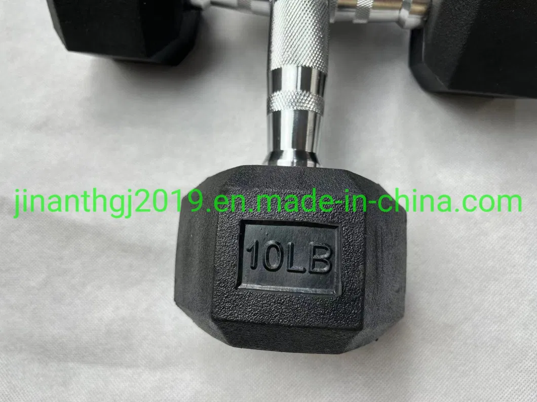 Rubber Coated Hex Casting Iron Dumbbell for Gym Workout Family Exercise