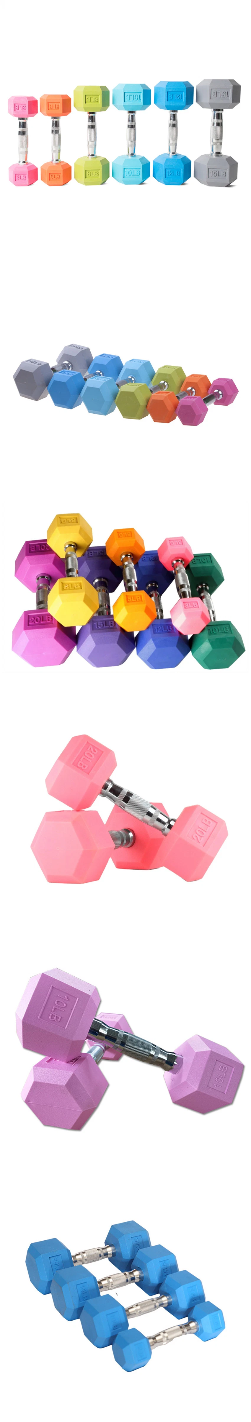 Body Training Gym Equipment Weight Lifting Training Coating Cast Iron Hex Coating Set 2.5-50kg Steel and Rubber PVC Dipping Dumbbell for Outdoor