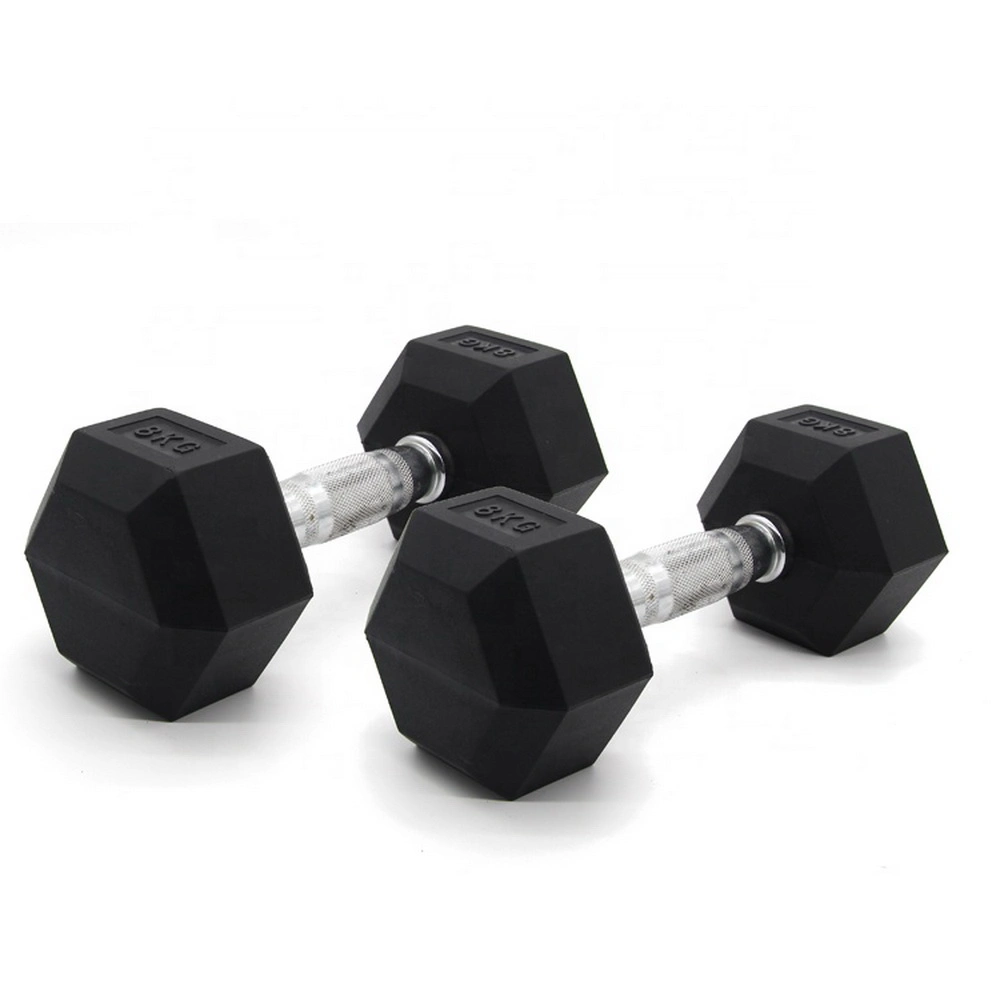 Custom Wholesale Gym Fitness Equipment Rubber Hex Dumbbell